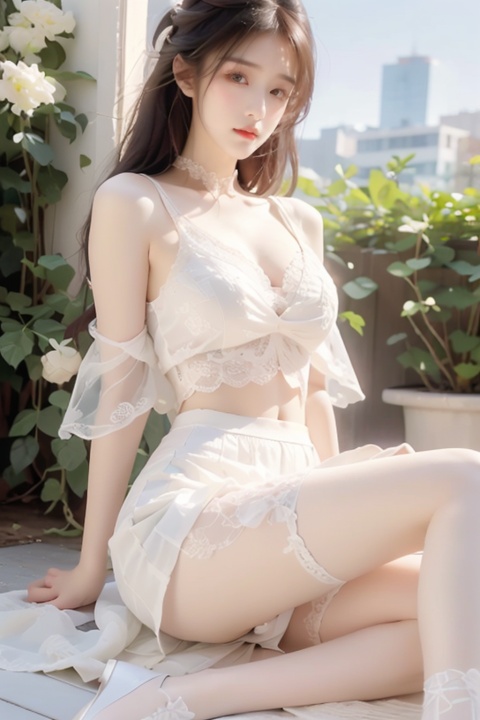  A sunny morning,Sexy girl,Delicate cheeks,backlook,Chest: 1.7,A full figure,Attractive hips,Chest leakage,Leaky buttock,perfect body,Bare buttocks,Meibao,
White lace top.White lace pleated skirt, white lace shoe,Panoramic view, (holding white lace shoe:1.2)
