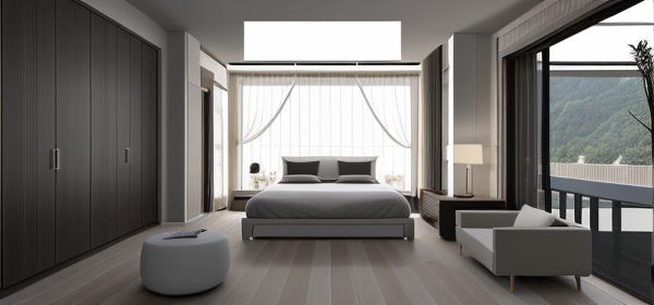  LAOWANG,Interior design, modern light luxury, advanced rendering, sofa, bed, landscape

, reinopool