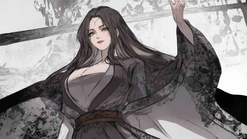  solo,highly detailed,(best quality),((masterpiece)),1girl,black hair,simple_background,long hair,big_breasts,peiyuhan,cleavage,white cloth,hanfu,(evil smile),upper_body,taunting,scornful,haughty,(evil),(from below),(arms behind back),devil,hanfu,devil,satan,lucifer,degenerate,daimon,lipstick,blood fingerprint,evil laugh,demented,cthulhu,tears of blood,perspective,((see through)),nsfw,