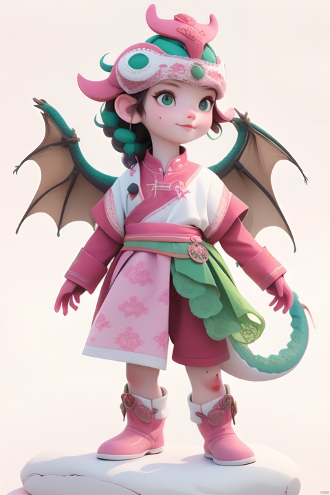  Best quality, masterpiece,raw photo,(delicate features),1 pink sheep girl , light green eyes,full body,standing,boliokj,blood stone, Stone with red spots in hand,( white background:1.5), full body, 3DMMD, mongolian_style,hair ornament,Wearing small leather boots,  Dragon Baby,Handmade,Cute, cute treasure,color,