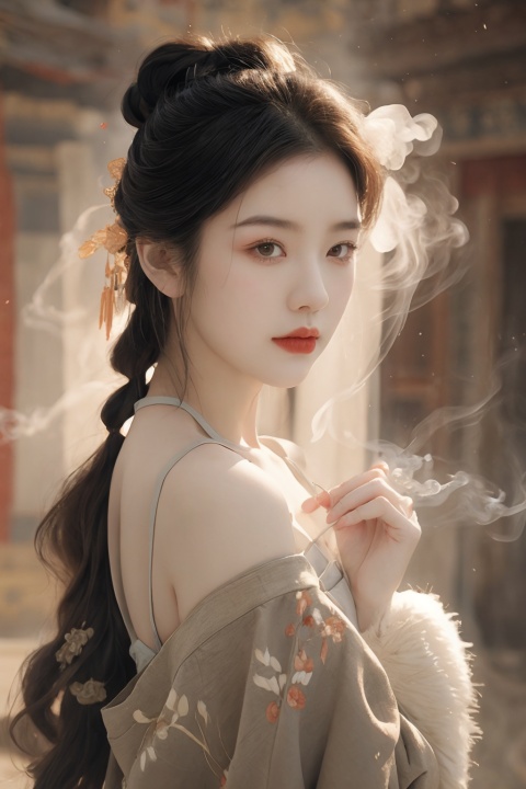  (uafs),(bare shoulders:0.85), (Glowing ambiance, enchanting radiance, luminous lighting, ethereal atmosphere, mesmerizing glow, evocative hues, captivating coloration, dramatic lighting, enchanting aura),1girl, masterpiece,best quality, 1girl,
(in smoke:1.1),(dynamic smokeanywhere:1.4),,(upper body:1.2),((nipples:0.55)),(1 Chinese patterns in the middle of the girl's forehead),girl with a weak temperament,
epic cinematic, soft nature lights, rim light, absurd, amazing, funny, itricate, hyper detailed, ultra realistic, soft colors,white flower,,pink flowers,zhongfenghua