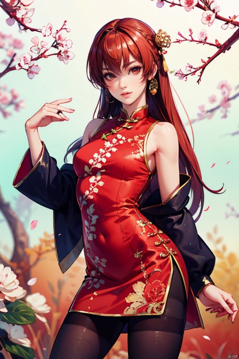  chinese clothes,red dress, cowboy_shot, dynamic
pose, looking_at_viewer, pantyhose, arms
behind back,ada wont,