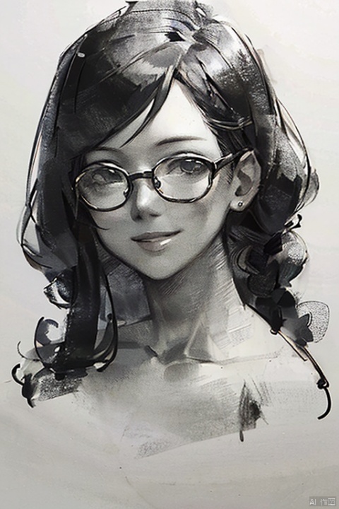 ((masterpiece)), best quality, perfect anatomy,8K wallpaper,
portrait, solo, 1girl, smile, glasses,