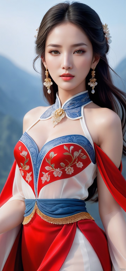 masterpiece,1girl,white dress,upper body,walking,looking at viewer, masterpiece,32k,extremely detailed CG unity 8k wallpaper, best quality, vibrant colors, break, china goddess, see through,1girl, long hair, black hair,dodger red see through clothes,gold dress,transparent shawl,1girl,red hanfu,earrings,best quality,masterpiece,RAW photo, detailed face, beautiful symmetrical face, cute natural makeup, sadness, feminine, highly detailed, oriental minimalism, subtle elegance, hd , in the style of elegant clothing, realistic yet ethereal, simplistic designs, oriental, whimsical shapes, serene harmony beautiful symmetrical face, elegant, feminine, highly detailed, intricate,best quality, ultra-detailed, masterpiece, hires, 8k,(photorealistic),transparent,skin white and smooth,transparent shawl,high heels,