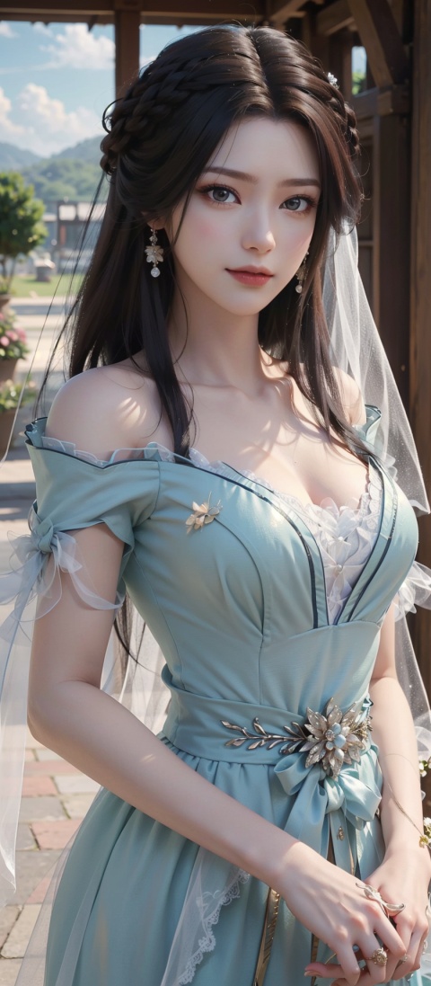  best quality, ultra-detailed, high resolution, extremely detailed cg, anime picture, unity 8k wallpaper, nice hands, perfect hands, perfect body, pov, (u149ani, tachibana arisu \(idolmaster\), bridge, brown hair, smug smile, detailed and beautiful arrogant bridal gown, wedding veil, flower bouquet), multiple poses, multiple angle, (detailed and beautiful face and eyes:1.4, gleaming skin, shiny hair, detailed and beautiful shiny clothes), wedding hall, 1girl