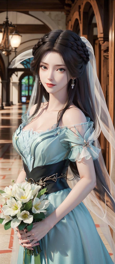  best quality, ultra-detailed, high resolution, extremely detailed cg, anime picture, unity 8k wallpaper, nice hands, perfect hands, perfect body, pov, (u149ani, tachibana arisu \(idolmaster\), bridge, brown hair, smug smile, detailed and beautiful arrogant bridal gown, wedding veil, flower bouquet), multiple poses, multiple angle, (detailed and beautiful face and eyes:1.4, gleaming skin, shiny hair, detailed and beautiful shiny clothes), wedding hall, 1girl, 