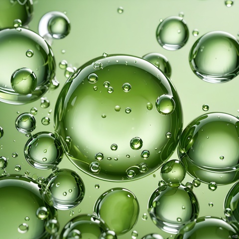  cfwen,Ingredients render, water droplets, bubbles, green themes
