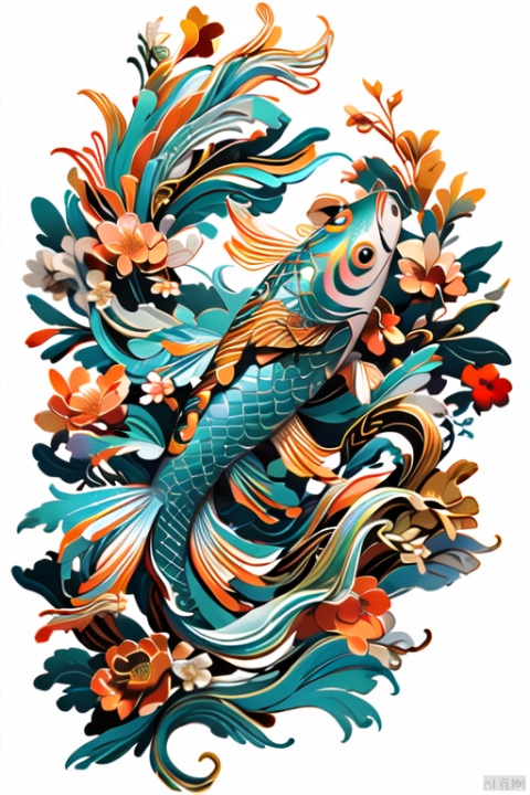  Best quality, masterpiece, official art,
dofas, no humans, animal focus, fish,flower, WANSHENG, vector illustration