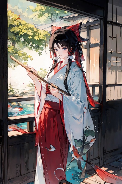  Hakurei Reimu,hanfu,koi,tachi-e