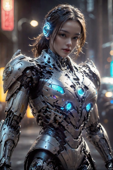  Masterpiece, best quality (illustration),1girl,Terminator-themed,robot made of abstract 3D crystals, High detail, intricate details, hyper detailed,white, transparent, refracting light, iridescent reflections, volumetric light, cinematic light, light pollution, depth of field, rendered in houdini, Full HD, HDR, DTM, 32K rendered in houdini, insane details, sharp details, unreal engine, , ((cyborg dress and mechanic elements))