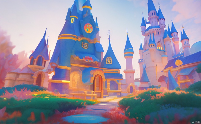 Cartoon scene, Disney style scene, atmosphere picture, warm lighting, castle architecture

, changjing_3d