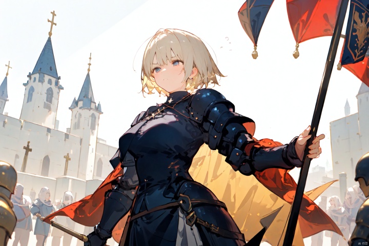  nai3 style, nai3style,1girl,solo,Jeanne_d'Arc,robust_figure,medieval_warrior,heavily_armored,maternal_strength,battle_ready,commanding_presence,faithful_standard_bearer,sacred_bulwark,unyielding_resilience,protection_maiden,divine_guidance,fortress_of_purity,stalwart_defender,inspirational_icon