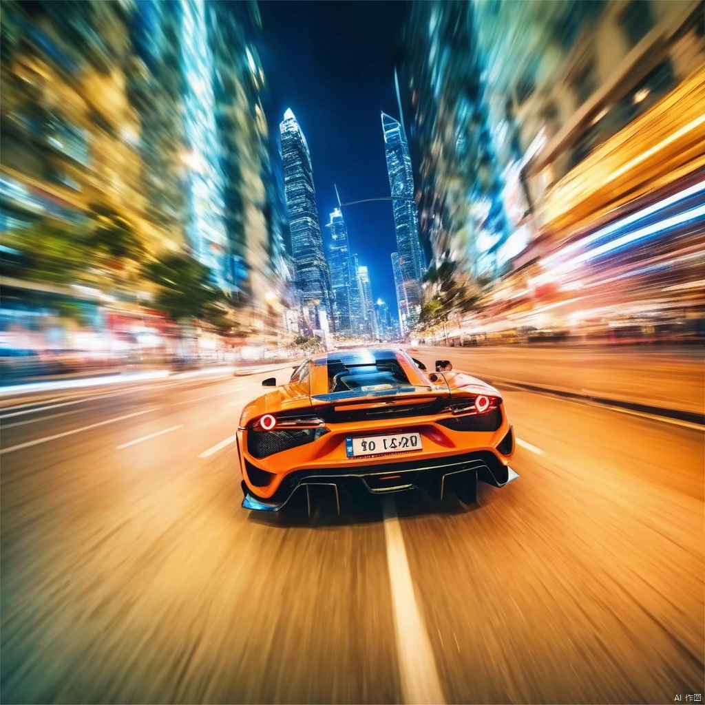  a sports car is racing very fast in city street at night,energy exploding, ,Time travel,speed lines,(motion blur:1.1),, (dynamic:1.1), (taken by go pro:1.3), (taken by 7.5mm fisheye lens:1.1), high-resolution,Photorealistic,realistic,analog style,realistic,film photography,soft lighting,best quality,ultra detailed,master piece