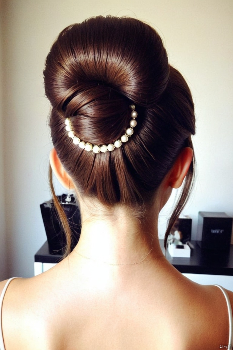  A girl ,updo hair,