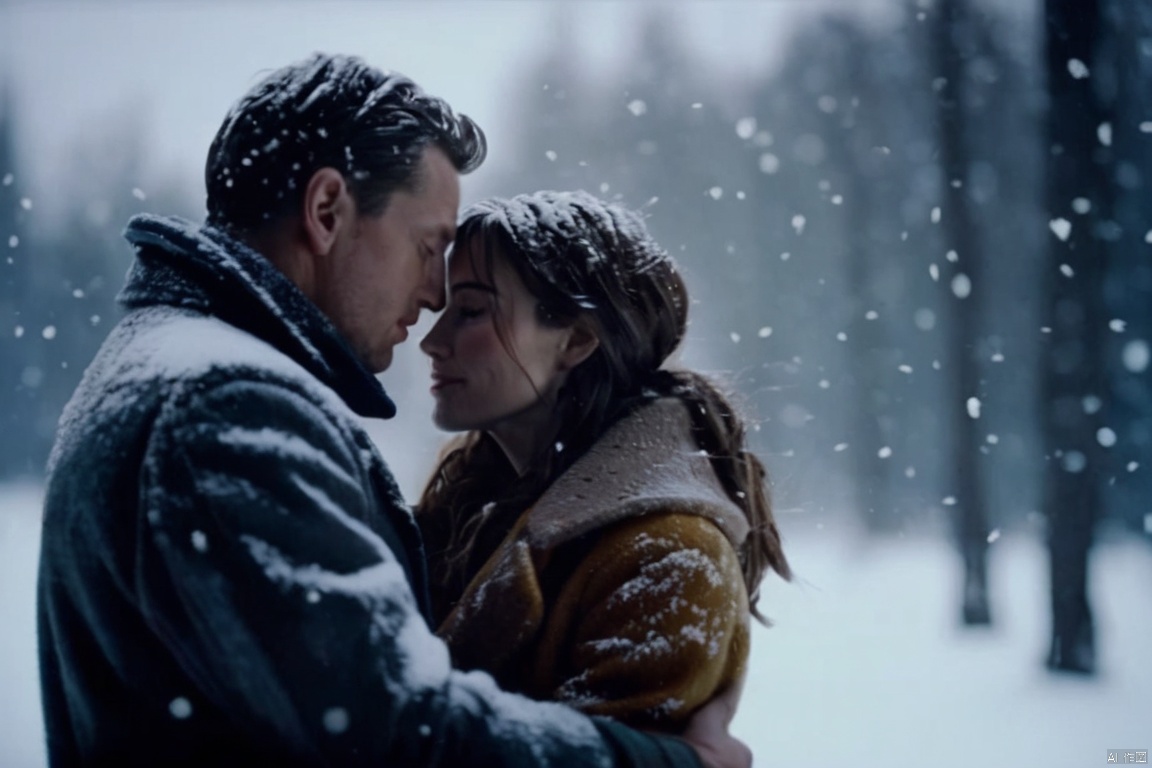 cinematic film still of Cinematic Film stock footage in (arri alexa style) Kodak film print, a man and a woman are embracing in the snow Cinematic Film Style, shallow depth of field, vignette, highly detailed, high budget, bokeh, cinemascope, moody, epic, gorgeous, film grain, grainy
﻿