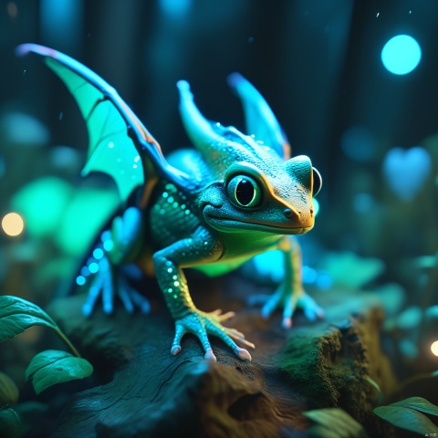  Small fairy dragons the size of a mouse an enchanted forest at night, glowing, Wings are folded, frog like features, bioluminescent, macro view from all difference angles, extremely detailed, highly detailed, High detail RAW color photo, 3d, highly detailed CG unified 8K wallpapers, physics-based rendering, cinematic lighting, beautiful detailed eyes, ultra highres, 8k, cinematic lighting, ah1, night, stars, masterpiece, best quality, ultra-detailed, glistening shiny, ray tracing, (epic composition, best quality, 16k, 8k, ultra highres, absurdres, highres, masterpiece, professional artwork:1.1)
