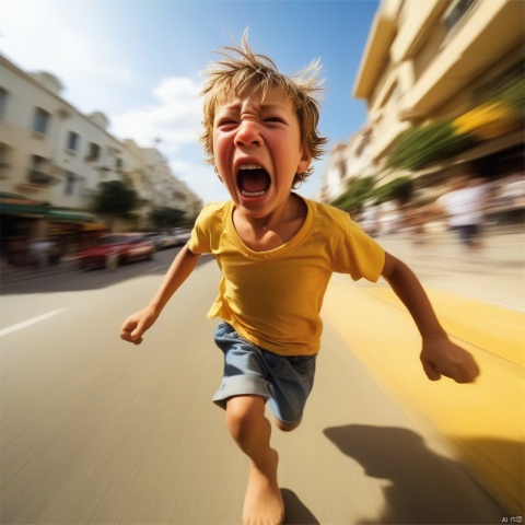  a crying boy is chased  by a 40 years women,(running:1.05),open mouth,tongue out, (motion blur:1.1),, (dynamic:1.1), (taken by go pro:1.3), (taken by 7.5mm fisheye lens:1.1)
, high-resolution,Photorealistic,realistic,analog style,realistic,film photography,soft lighting,best quality,ultra detailed,master piece