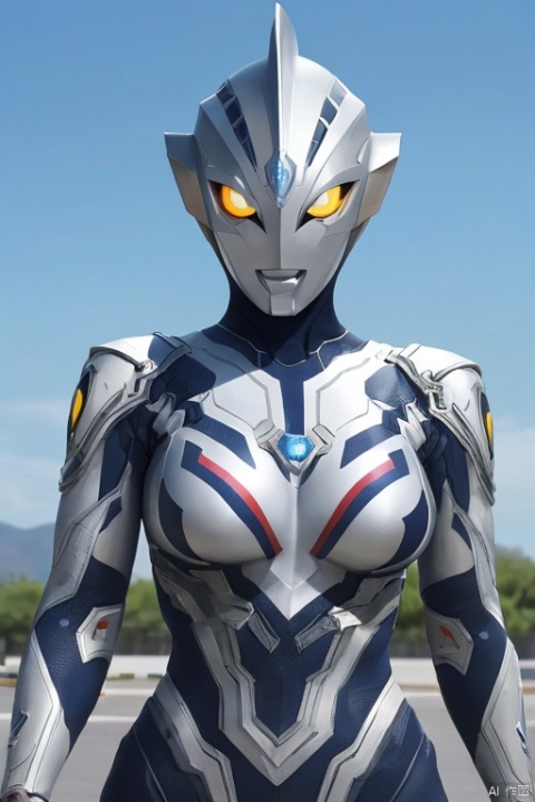 yellow eyes,ultraman,high quality,8k,suit,large_breasts,cute