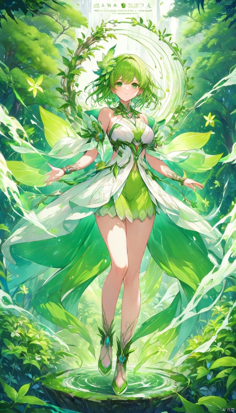 comic_art_style, 1 girl,The Clothes of Nature,Vitality and regeneration,Verdant, render,technology, (best quality) (masterpiece), (highly in detailed), 4K,Official art, unit 8 k wallpaper, ultra detailed, masterpiece, best quality, extremely detailed,CG,low saturation, as style, line art, intricate detail borders, maimai