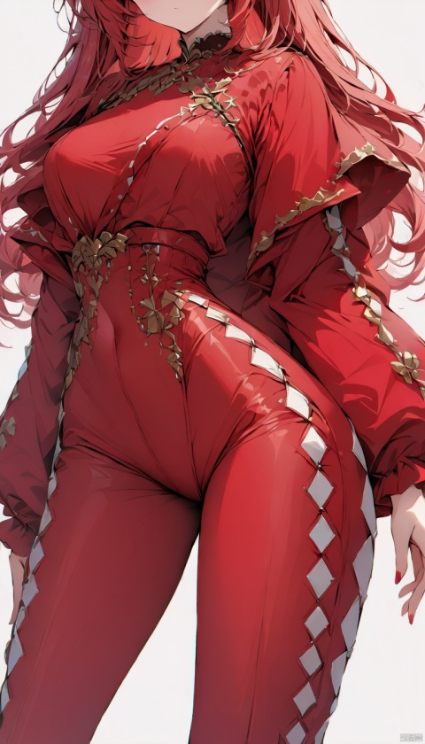 a girl wearing red fashion outfit, white background, highly detailed, ultra-high resolutions, 32K UHD, best quality, masterpiece, 