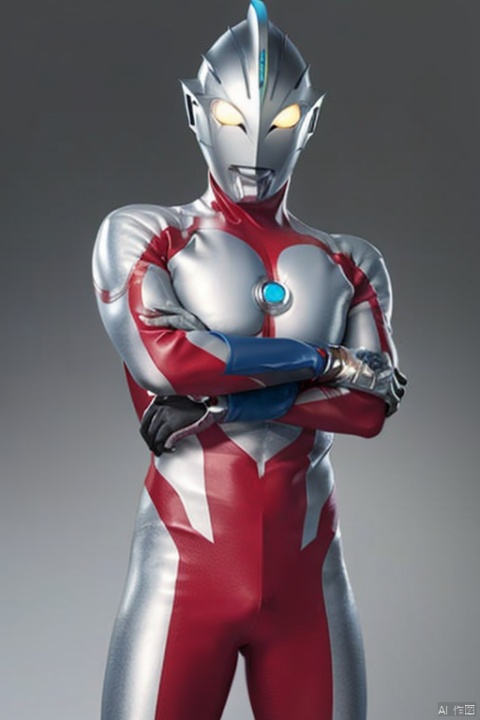  1boy,hug yellow eyes,Ultraman,bodysuit,Photorealistic,ultraman,high quality,8k,suit