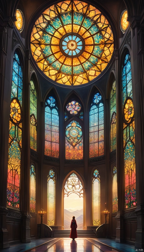 (stained glass art designed by Louis Comfort Tiffany:1.1) and (Tom Fruin:1.2) , [grand Vector Art, landscape of a (Himalayan:1.1) , Mundane and Moody, Clear skies, volumetric lighting, F/8, Velvia, concept art::16], sci-fi, plain,  made out of ral-hnycmb, surreal, romantic, dynamic dramatic beautiful full taking, enhanced quality, perfect background, unique