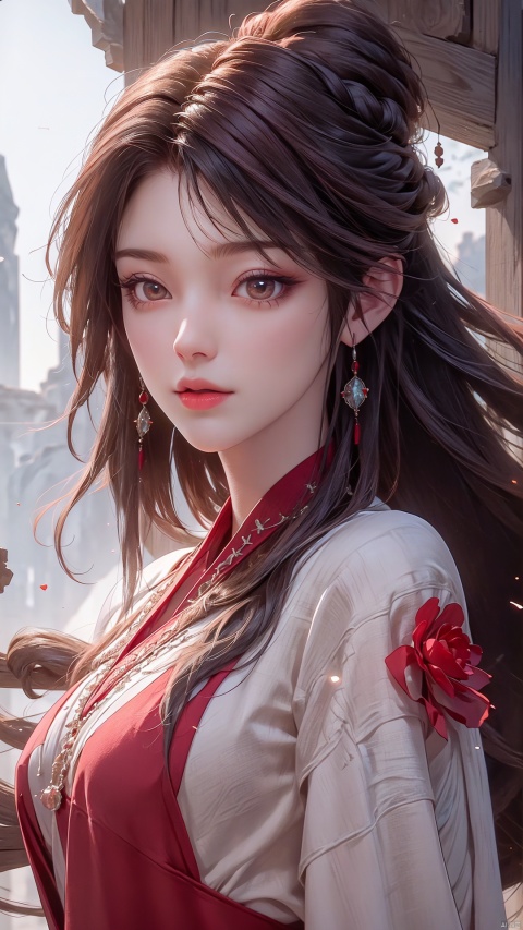  (absurdres, highres, ultra detailed),
1girl, 26yo girl,
wavy long hair, auburn hair, coral eyes, bangs, long sleeves,

finely detailed eyes and detailed face, extremely detailed CG unity 8k wallpaper, intricate details, (style-swirlmagic:1.0), looking at viewer, solo, upper body, detailed background, close up, detailed face, (gothic dark ages theme:1.1), earth themed clothes, floating in the air, glowing magical shards, surrounded by blue magical crystals, rock formations, stalactites, magical floating particles, crystal canyon background, (shallow water:0.7), epic ethereal atmosphere, updraft, HUBG_CN_illustration, 21yo girl, hle