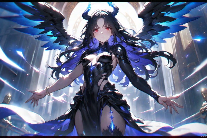 (masterpiece, best quality, HD, HDR, 8k, 4k, absurdres),
In a game CG cinematic scene, an epic showdown unfolds between the Angel of Light and the Demon of Darkness. The atmosphere is charged with conflict as energy crackles and surges between them, creating a dynamic and intense visual spectacle. The Angel, with radiant wings and a serene expression, embodies purity and righteousness, while the Demon, cloaked in shadows and with piercing red eyes, exudes malevolence and power. The lighting is cinematic, casting dramatic highlights and shadows, enhancing the tension of the confrontation. The scene is rendered in stunning 8K high definition, capturing every intricate detail of their faces and eyes, conveying the depth of emotion and determination in their gaze.