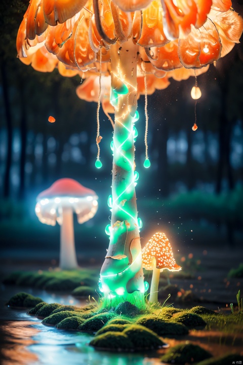  Light up the colorful large mushroom forest,