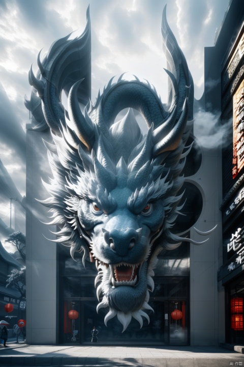 
Store logo,Animal,Modern Shops,(Concrete architecture:1.05),Chinese Dragon,Overall Shape, ink dragon,monochrome,within the mist,expression,clows,auspicious clouds,full body,delicate eyes. Chinese Dragon,, loong