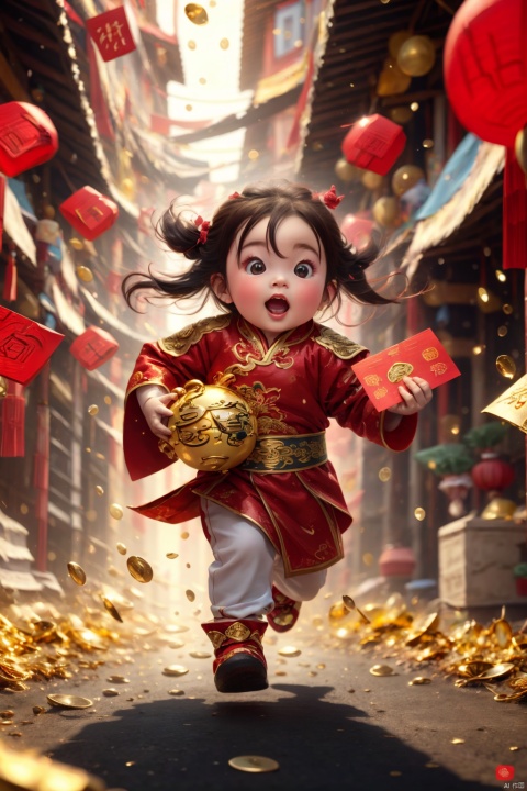 (best quality,4k,8k,highres,masterpiece:1.2), red envelope rain, many red envelopes, golden light, particle effects, spring Festival elements, red envelope, red,girl, run to the audience, Blurred Background, Scattered, splashed red envelope, solo, ultra hd, (best quality), high detail, 8k, holding, running, background, run, HDR, Red envelope rain