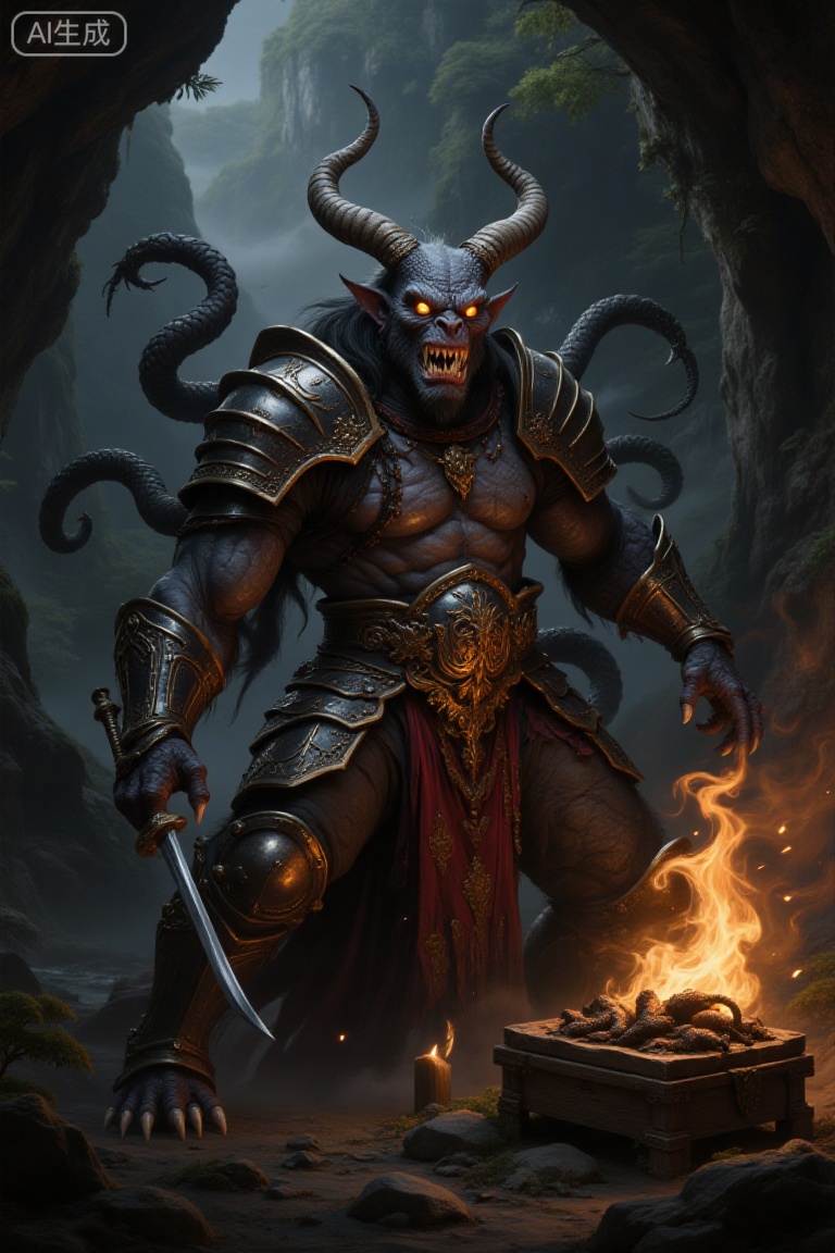 score_9, score_8_up, score_7_up, 8k masterpiece, best quality, expressive,  perfect eyes, orc made from spider web,his body made from spider web, tusks, pointy ears, muscular, in full plate armor at dark cave, epic candle light