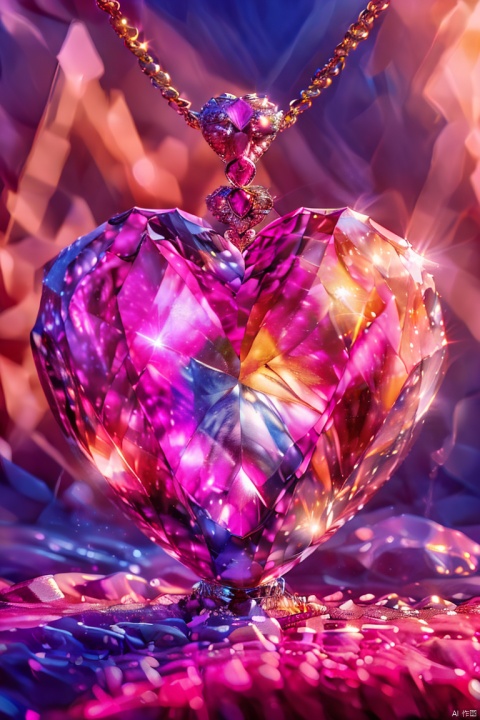 love heart,love heart shape, a big crystal rose in a vase, crystal english text\(LOVE),crystal vase, no humans,gift box, ,pink theme, still life, ,pink fantasy ,fantasy red rose in the backround, crystal necklace,big diamond heart,