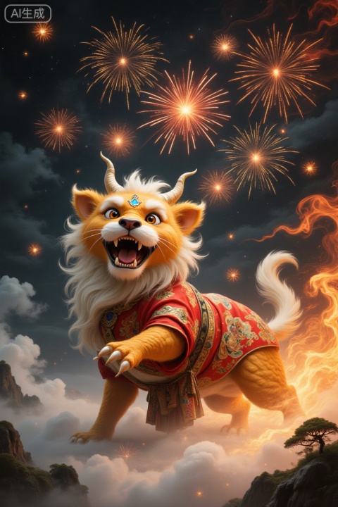The core characteristics of strange beasts in folklore that symbolize "end-of-year disasters" are the cultural metaphor of "contrast between fierceness and cuteness" and "exorcism of evil spirits". Legend has it that it looks like a lion or a dog, with a single horn on its head and a long white tail. It only appears on New Year's Eve and cannibalizes people. However, it is afraid of red, fire and loud noises. It was eventually tamed by humans with Spring Festival couplets and firecrackers. It evolved from an "evil beast" into an auspicious symbol that carries the hope of reunion.
