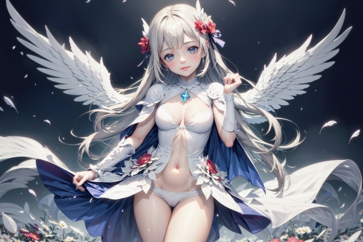 masterpiece,{{{best quality}}},(illustration)),{{{extremely detailed CG unity 8k wallpaper}}},game_cg,(({{1girl}})),{solo}, (beautiful detailed eyes),((shine eyes)),goddess,fluffy hair,messy_hair,ribbons,hair_bow,{flowing hair}, (glossy hair), (Silky hair),((white stockings)),(((gorgeous crystal armor))),cold smile,stare,cape,(((crystal wings))),((grand feathers)),((altocumulus)),(clear_sky),(snow mountain),((flowery flowers)),{(flowery bubbles)},{{cloud map plane}},({(crystal)}),crystal poppies,({lacy}) ({{misty}}),(posing sketch),(Brilliant light),cinematic lighting,((thick_coating)),(glass tint),(watercolor),(Ambient light),long_focus,(Colorful blisters),ukiyoe style