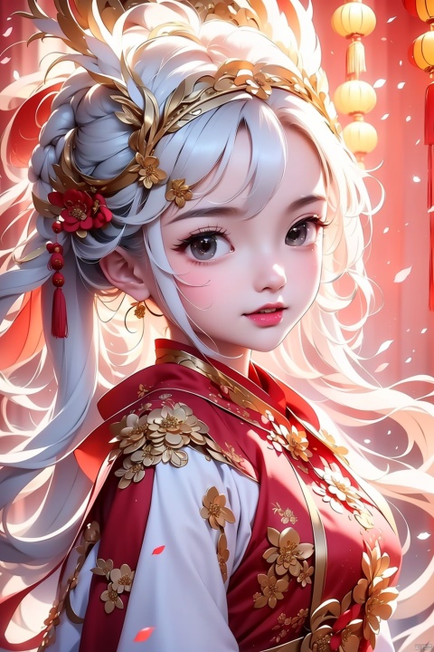 A girl wearing , Chinese style, Eastern New Year, Lunar New Year, Happy New Year, red,loli,hanfu,