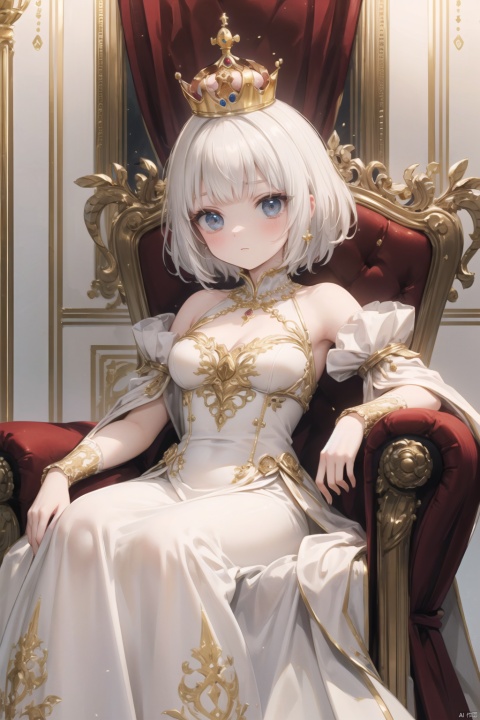 (princess:1.5),(proud),(throne),(close-up),(detailed),(ornate),(royal),(haughty expression),(crown:1.2),(elaborate gown),(richly adorned),(regal),(golden throne:1.3),(arrogant),(powerful),(elegant posture),