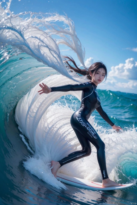  8k, best quality, masterpiece, ultra high resolution, (realism: 1.4), surf,1girl