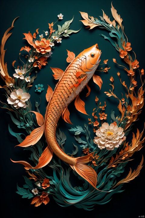  Best quality, masterpiece, official art,
dofas, no humans, animal focus, fish,flower, WANSHENG, vector illustration