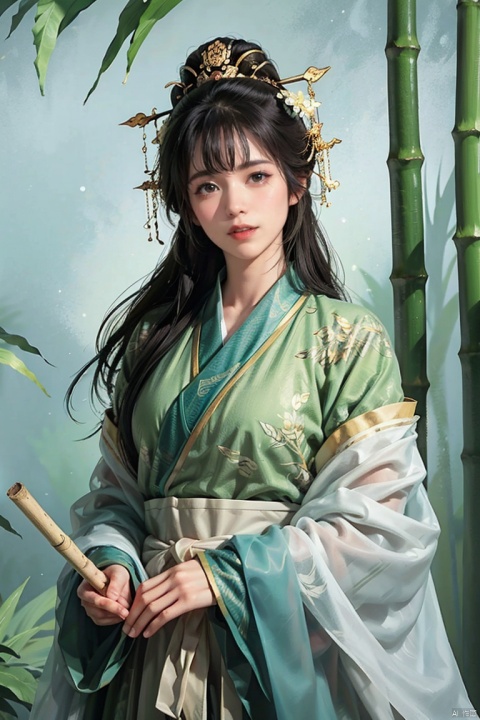 1girls, black hanfu, black bodysuit, black armor, long hair, blue eyes, bangs, long legs, looking at viewer ,hero's armour, solo focus, curvy women, sparkling eyes, (Detailed eyes:1.2), Oily skin, bamboo shadows, Dramatic Shadows. (Chinese painting illustration) , green tones, warm yellow sunlight, high contrast,Ink scattering_Chinese style
