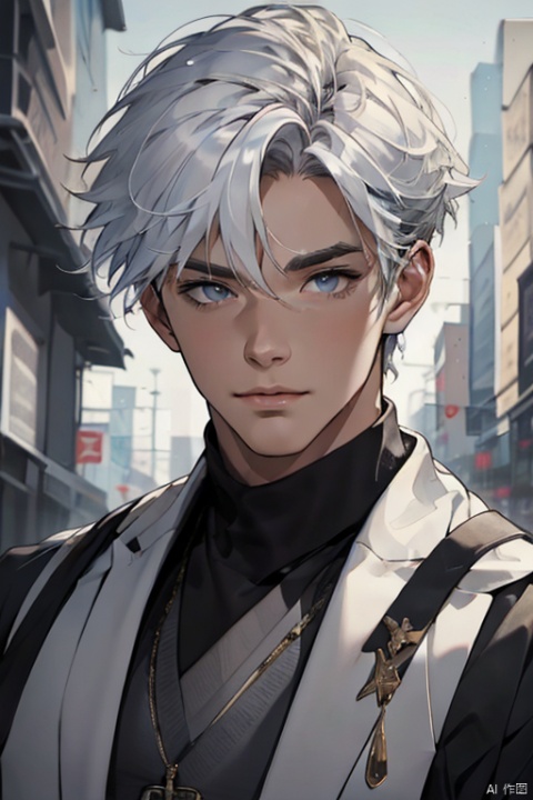  (((masterpiece,best quality))),((good structure,Good composition,good atomy)), ((clear, original,beautiful)),1boy, white hair,