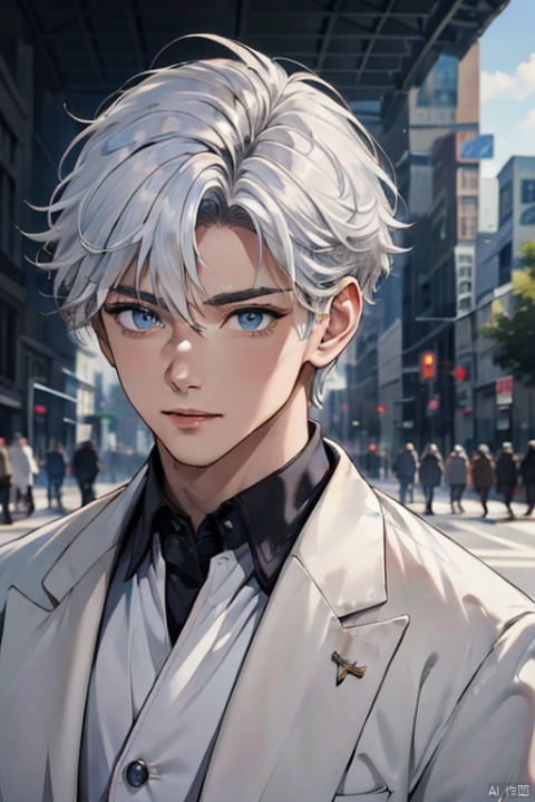  (((masterpiece,best quality))),((good structure,Good composition,good atomy)), ((clear, original,beautiful)),1boy, white hair,