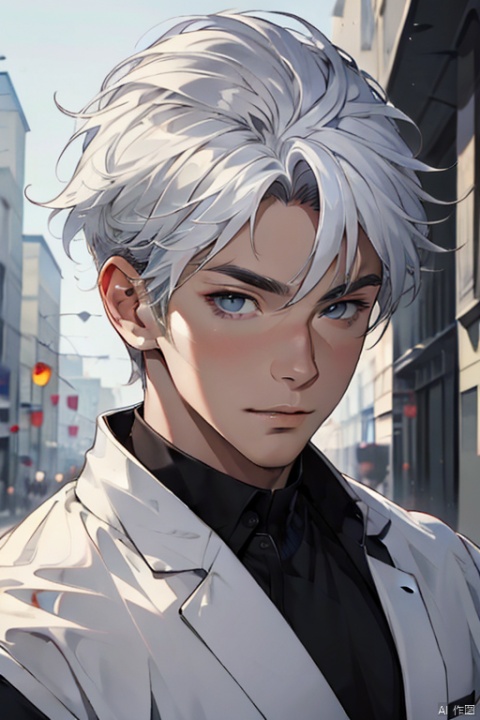  (((masterpiece,best quality))),((good structure,Good composition,good atomy)), ((clear, original,beautiful)),1boy, white hair,