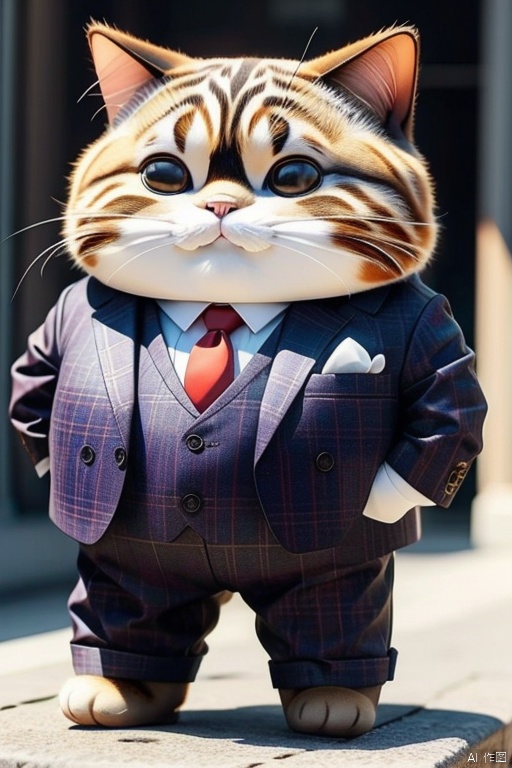 (masterpiece, top quality, best quality, official art,wear suit,  fatcat, 3d stely