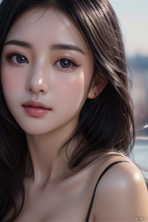 (8k, RAW photo, best quality, masterpiece:1.2), (realistic, photo-realistic:1.4), (extremely detailed CG unity 8k wallpaper), (detailed face: 1.4), (beautiful detailed eyes: 1.2),1 girl, black hair, pink lips, very delicate skin, shiny skin, fair skin, bright eyes, with a feeling of first love