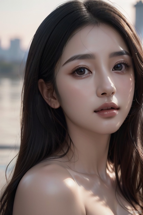 (8k, RAW photo, best quality, masterpiece:1.2), (realistic, photo-realistic:1.4), (extremely detailed CG unity 8k wallpaper), (detailed face: 1.4), (beautiful detailed eyes: 1.2),1 girl, black hair, pink lips, very delicate skin, shiny skin, fair skin, bright eyes, with a feeling of first love