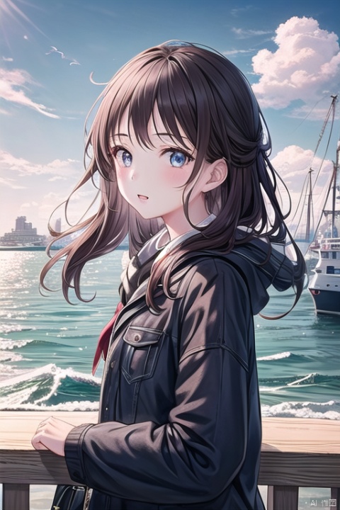 1girl,at the harbor,sea,wind,beautiful,upper body,looking at viewer,masterpiece,extremely detailed,best quality,very aesthetic

