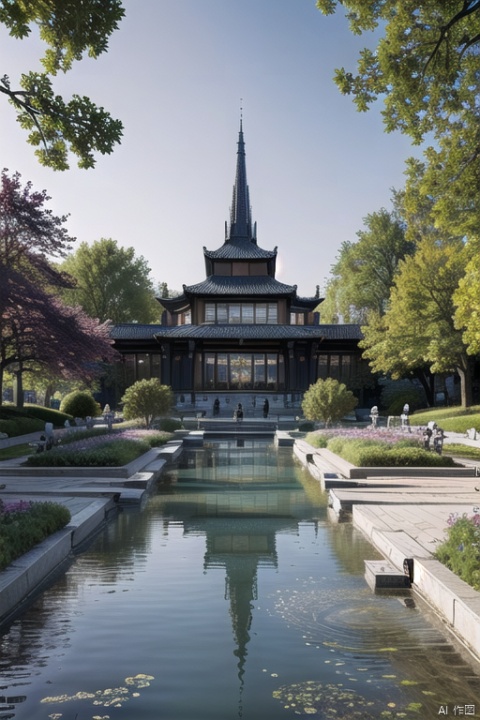 blue sky, Fantasy Park ,Lakes, (wonderland:1 ), Adequate sunlight,reflection, true light and shadow, perfect lighting, no humans,Realistic, Overlooking, Representative,boutique, Masterpiece, Intricate, High Quality, Best Quality, Ultra HD,high res, Full Detail, ,Authenticity, Take photos, ﻿,动漫