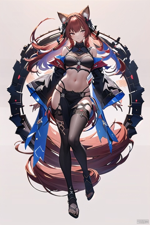  (masterpiece, top quality, best quality, official art, beautiful and aesthetic: 1.2), (1 girl), (full body: 1.3), extreme detailed, (fractal art: 1.3), colorful, break, highest detailed, Red, break, White, break, Yellow, break, Chest, Abdomen, Nine-tailed fox, (whole body: 1.5), WaHaa