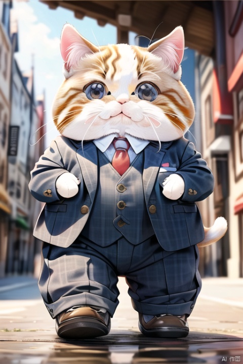  (masterpiece, top quality, best quality, fatcat, wear suit,